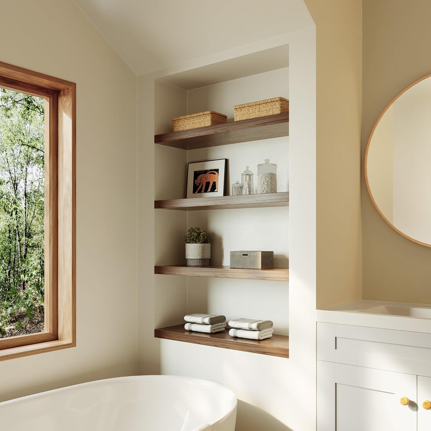 Large Floating Shelves for Wall Set of 2 Wooden Wall Shelves 24 in x 12.75 in x 2 in Room Decor Long Shelf with Invisible Wall Mount Bracket for Bedroom Kitchen Living Room Walnut