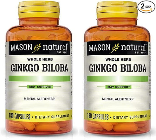 Mason Vitamins Ginkgo Biloba 500 mg 180 Gelatin 2 Bottles 360 Capsules
