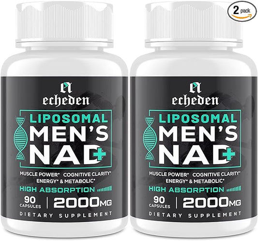 2000MG NAD+ Supplement for Men, Liposomal NAD+ for Cellular Energy, Brain, Muscle, Repair, 5-in-1 Formula NAD+, 99% Absorption, NAD+ Supplement Pure Organic, Made in USA, 180 Vegan Capsules