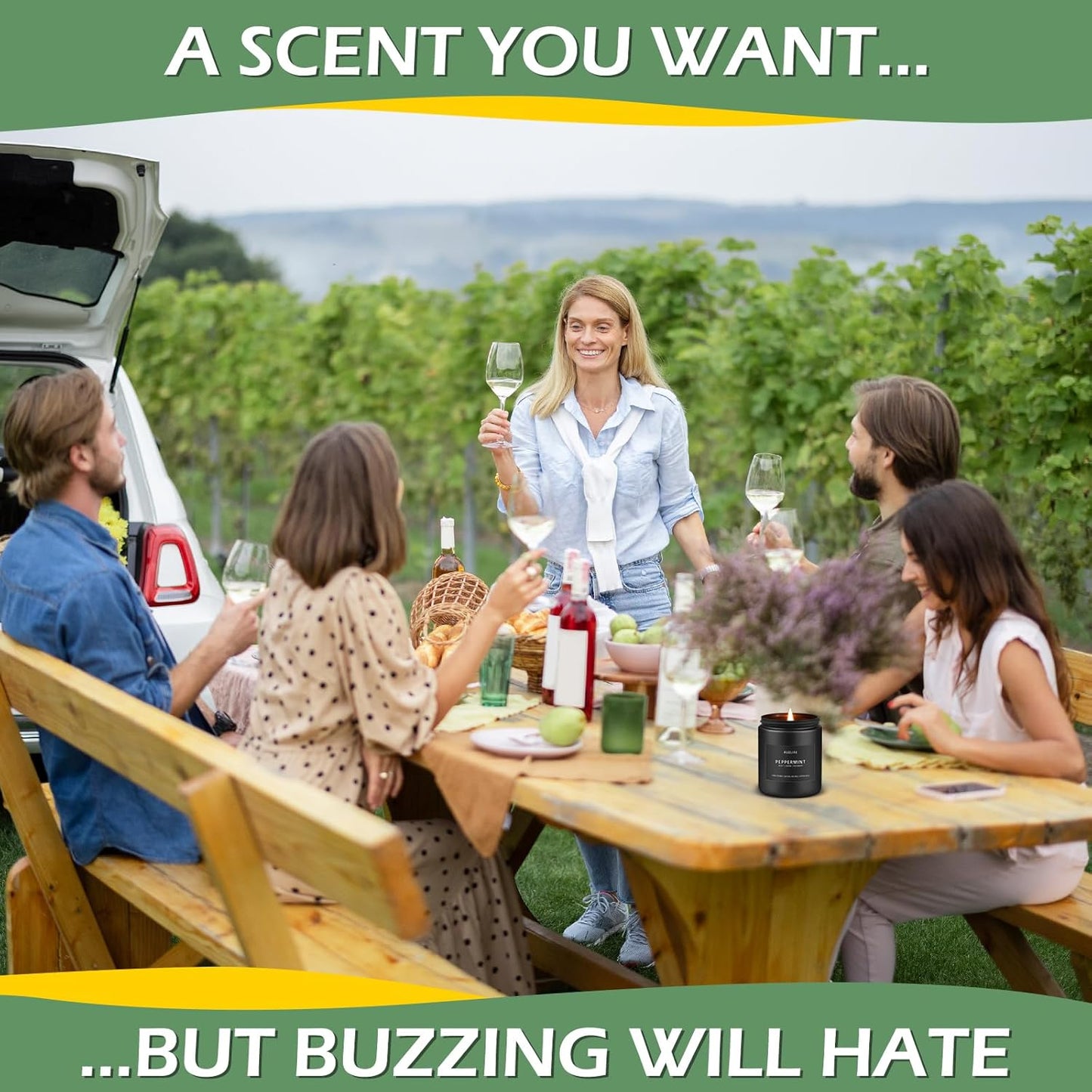 Outdoor Candle Set | Citronella/Mint/Eucalyptus/Lemongrass Summer Scented, Natural Candle Gifts - 4Pack Candles - Citronella Candles for Indoor or Outdoor Use - 28 oz,200 Hours Burn Time