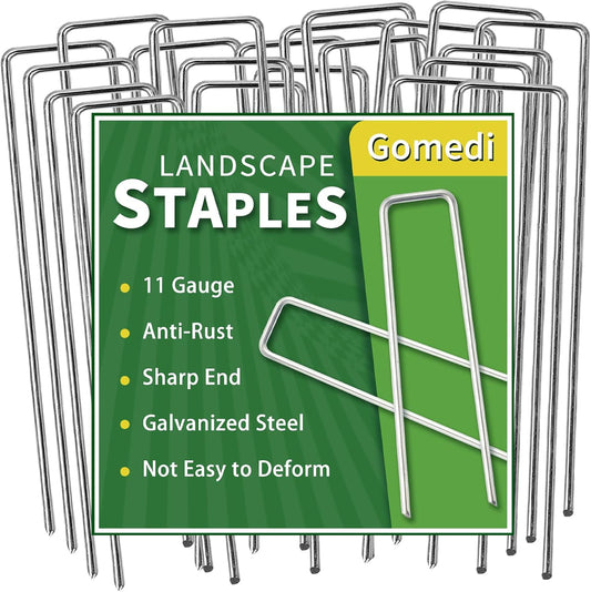 Landscape Staples Galvanized 12 Inch 60 Pcs, Metal Garden Stakes 1.6 Inch, Garden Staples for Weed Barrier Lawn 11 Gauge