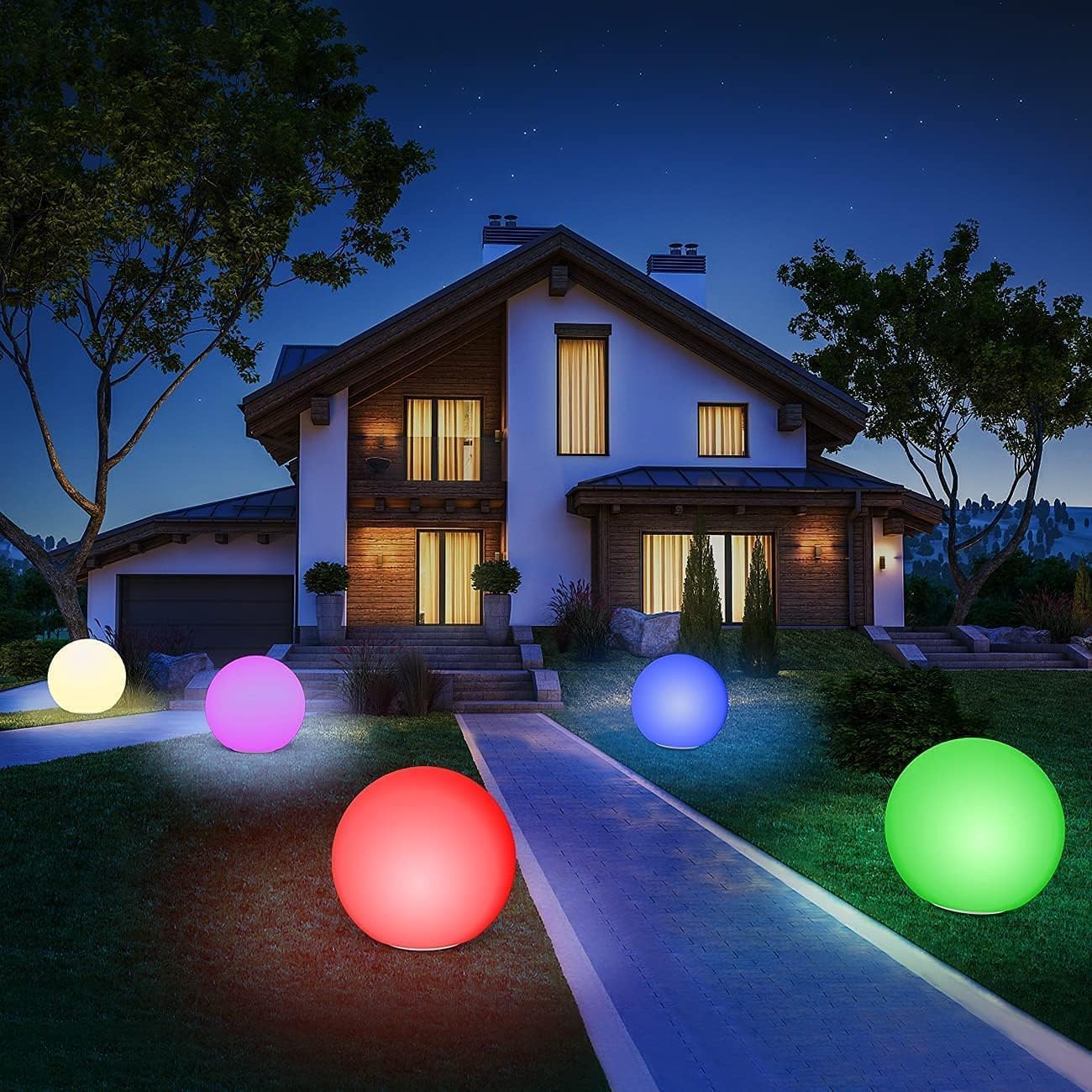 infray 12-Inch LED Ball Light, Solar Rechargeable Globe Light Color Changing Solar Globe Lamp IP67 Waterproof Outdoor Garden RGB Orb Light for Patio Pool Yard Bar Party Decorative Lighting