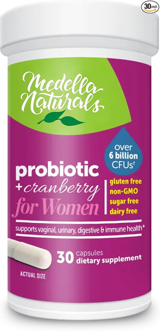 Women’s Probiotic + Prebiotic with Cranberry 6 Billion 4-Strain Prebiotic 30 Veggie