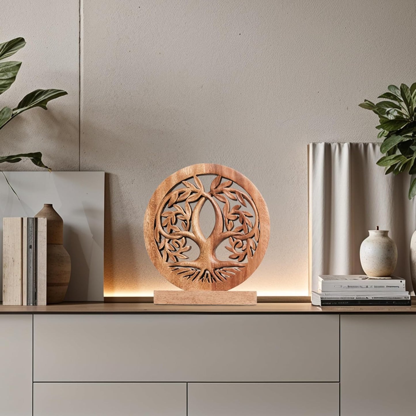 Decozen Solid Wood Tree of Life Sculpture - Home Decor, Living Room, Boho, Shelf, Coffee Table, Centerpiece Table Decorations, Mantle, Dining Table Centerpiece, Bathroom Shelf, Entryway, Farmhouse