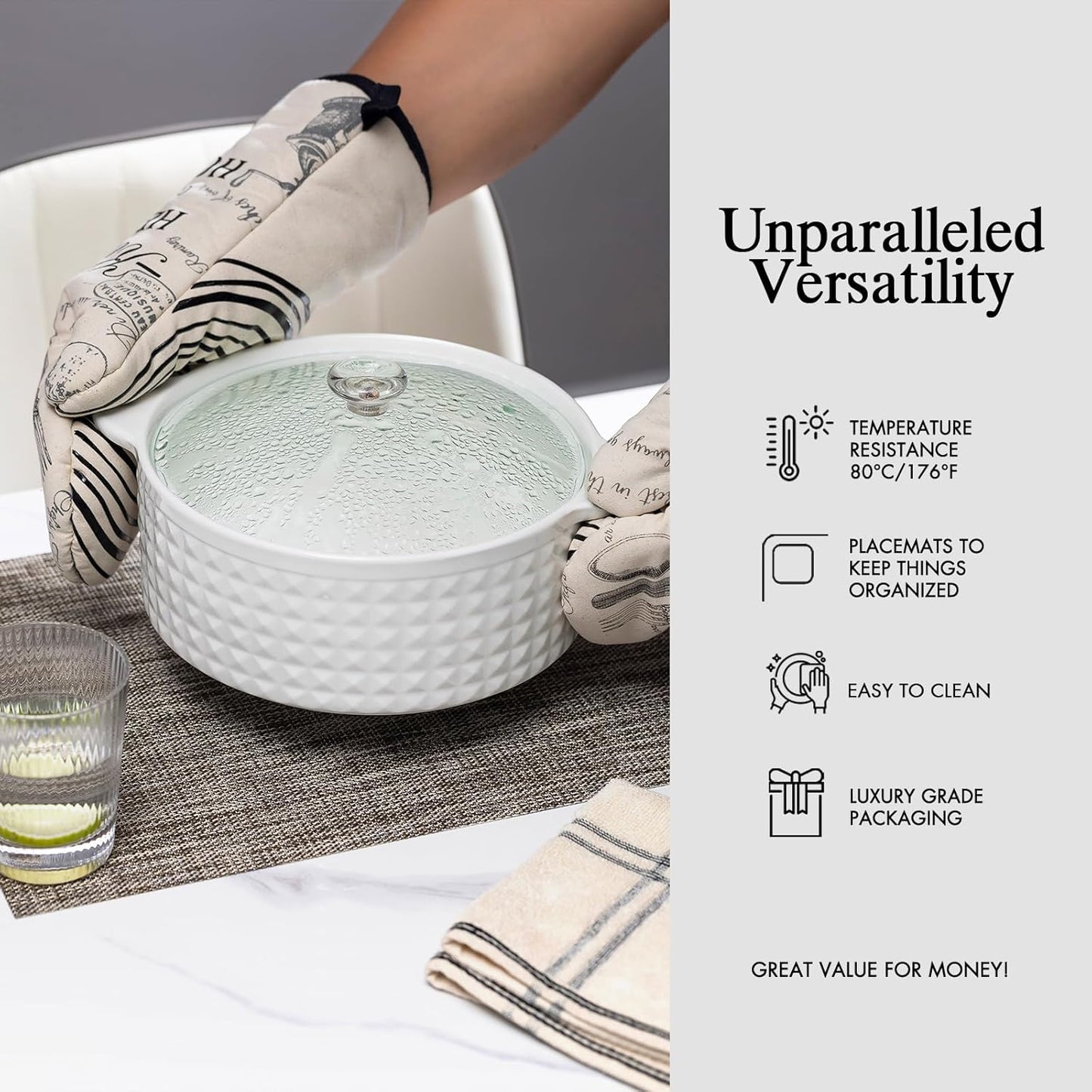 Placemats Set of 12 - Easy Clean Woven Vinyl Placemats for Dining Table, Indoor/Outdoor Place Mats, Washable PVC Table Mats（Cappuccino）