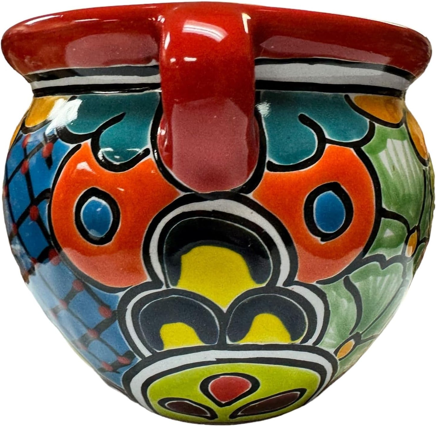 Talavera Michoacana Planter Pot Folk Art Mexican Pottery Indoor Hand Painted Outdoor Home Decor Multicolor Handmade 8"