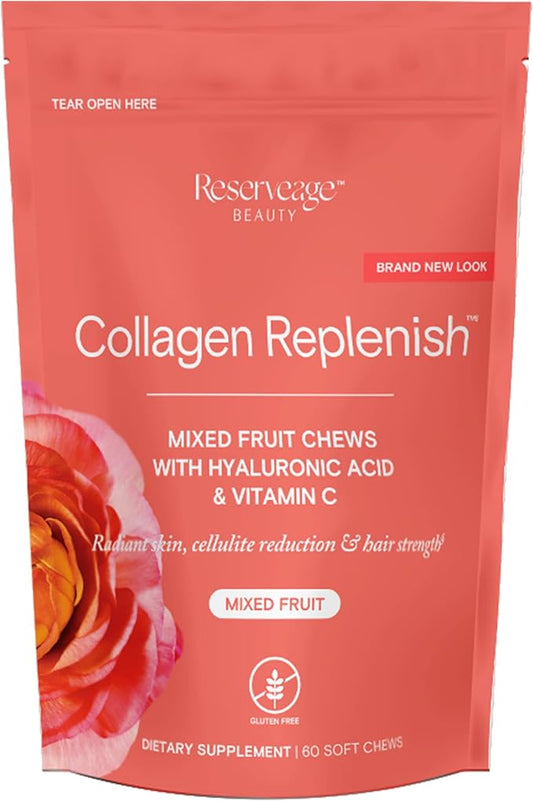 Reserveage Beauty, Collagen Replenish Chews, Supplement 60 Soft (20 Servings)