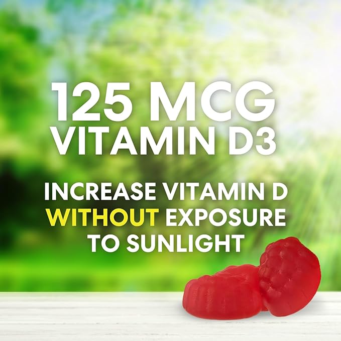 Vitamin D3 Gummy Vitamins Extra Strength 5000 IU (125 mcg) 60 Gummies