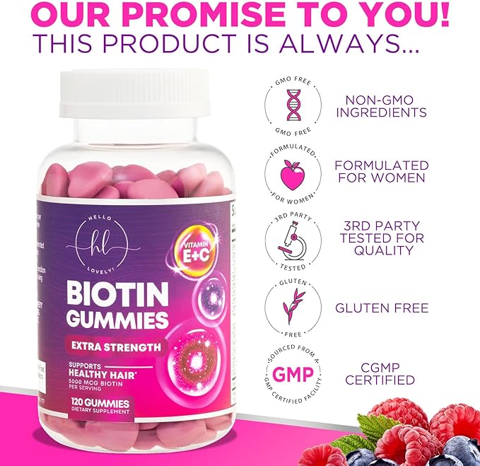 Hair Vitamins Gummy with Biotin 5000 120 Gummies