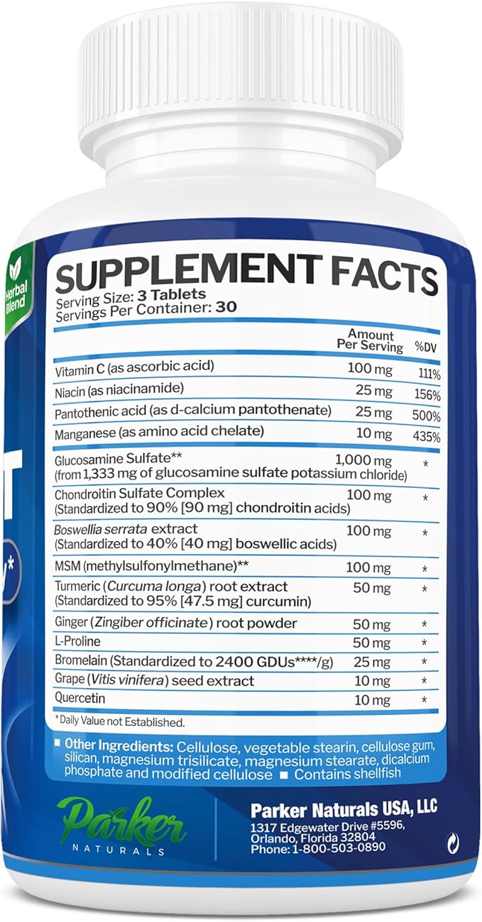 Joint Support Supplement with Glucosamine, Chondroitin, 90 Capsules