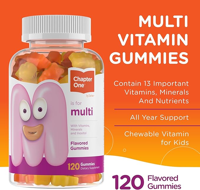 Zahler - Chapter One Kids Multivitamin 13 Vitamins (120 Flavored D3, Zinc