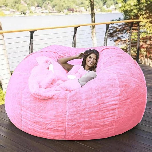 Big Huge Giant Bean Bag Chair for Adults, (No Filler) Bean Bag Chairs in Multiple Sizes and Colors Giant Foam-Filling Required- Machine Washable Covers, Double Stitched Seams (Pink,6FT)