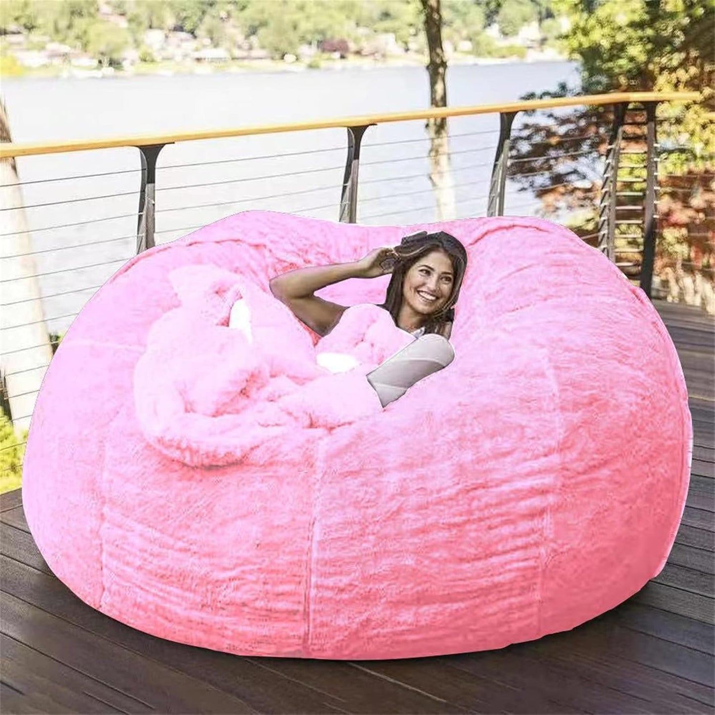 Big Huge Giant Bean Bag Chair for Adults, (No Filler) Bean Bag Chairs in Multiple Sizes and Colors Giant Foam-Filled Furniture - Machine Washable Covers, Double Stitched Seams (Pink,5FT)