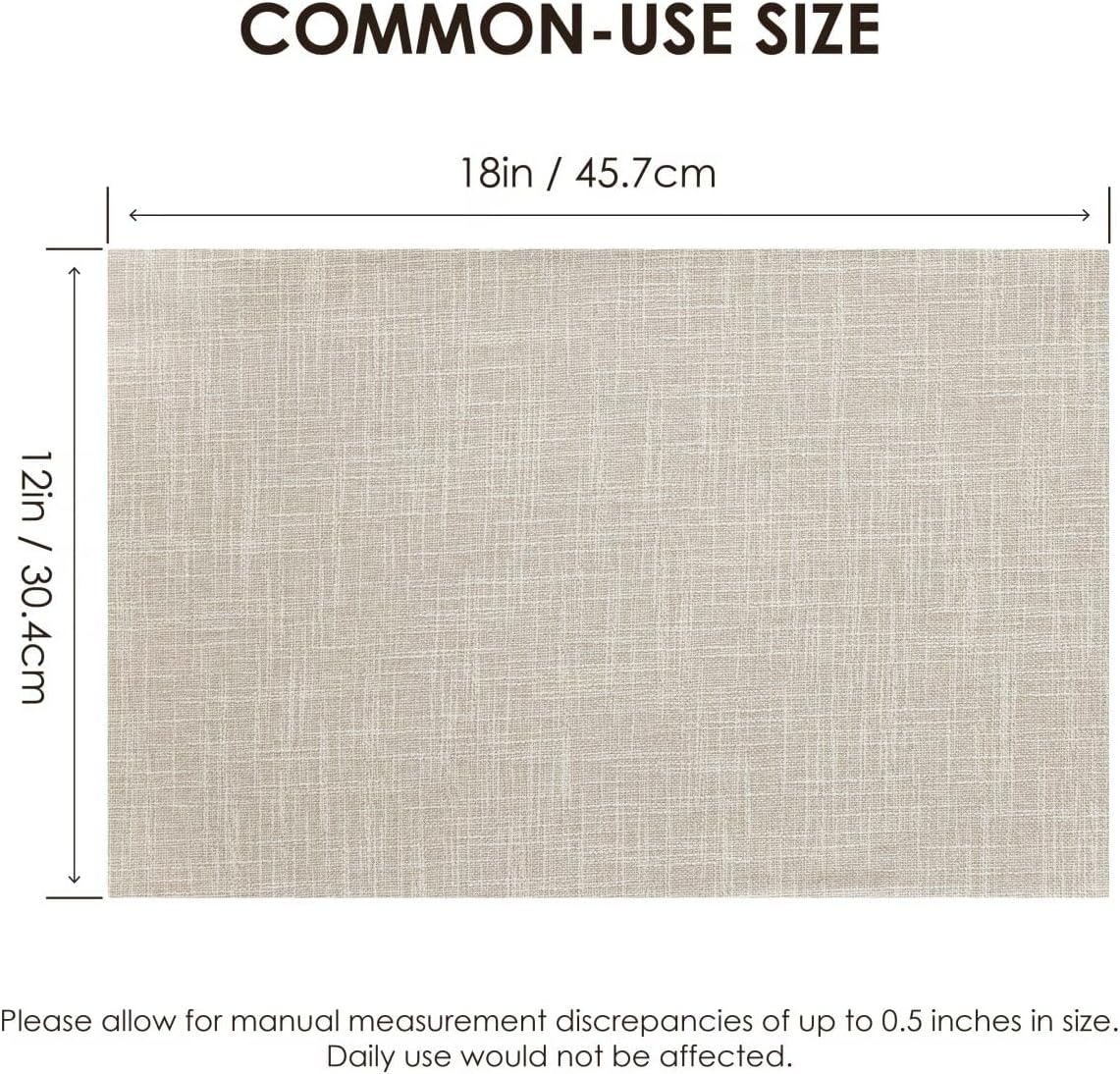 Placemats Set of 6, Bilayer Thickened Linen Place Mats Heat Resistant Machine Washable Wrinkle Free Carefully Selected Polyester Mats for Kitchen/Dining/Coffee Table (Cream Beige)