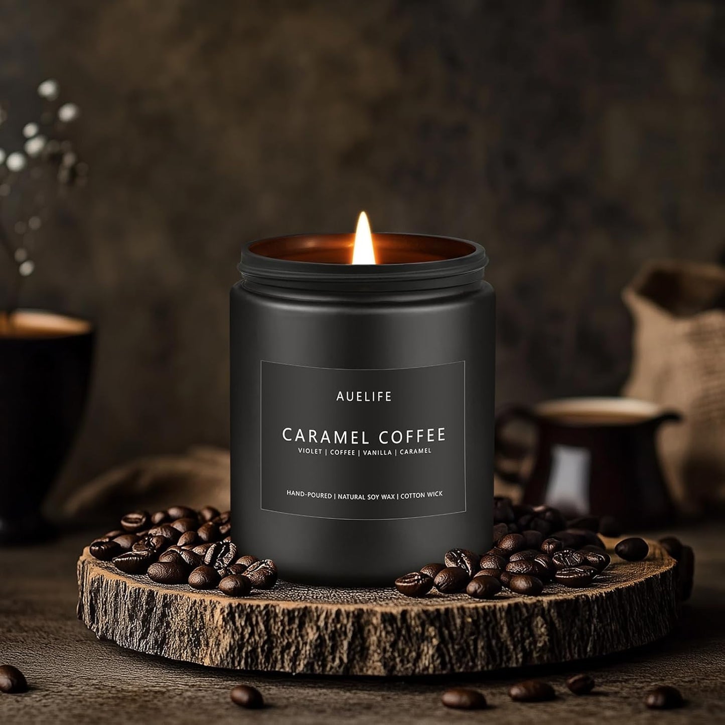 Scented Candles Set | Gifts for Men - 4Pack Candle Masculine Candle, Soy Candles for Home Scented, Aromatherapy Gifts Scents of Caramel Coffee/Whiskey Tobacco/Rum & Oak/Vintage Leather
