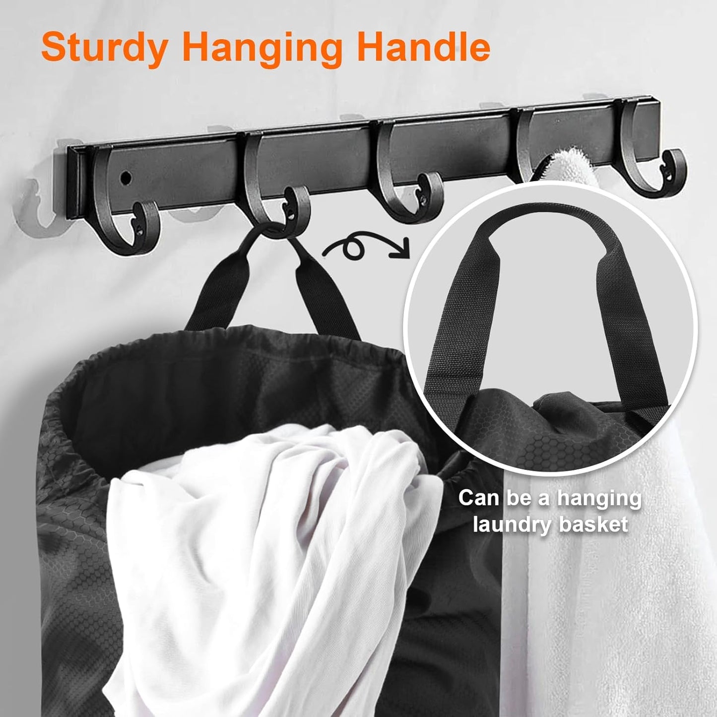 Femuar Laundry Bag Backpack Durable Laundry Bag with Shoulder Straps and Mesh Pockets Portable Laundry Dirty Clothes Hamper Bag for College Dorm (Black)