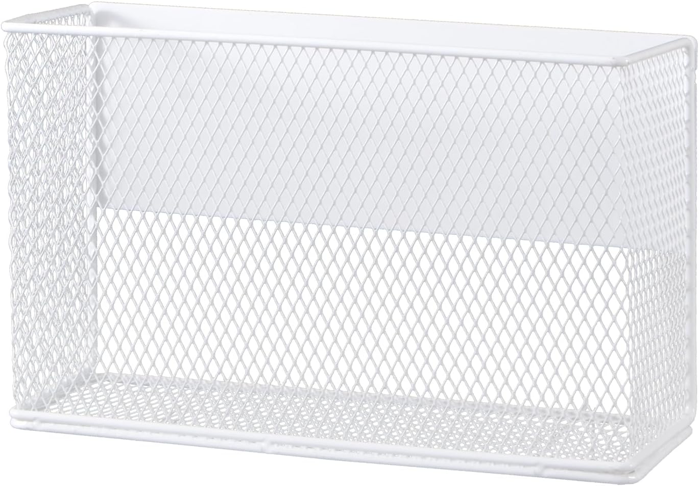 Magnetic Basket Organizer Holder for Fridge Magnetic Storage Bin Box Containers, White Magnetic Locker Organizer Holder for Kitchen Storage, Magazine, Whiteboard,10" × 3.34" ×5.9"