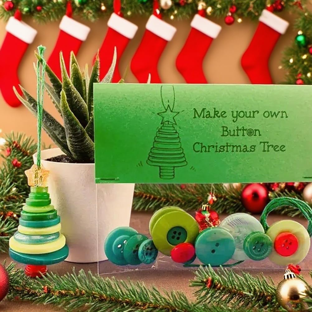 DIY Christmas Button Ornament Making Set - Snowman/Santa/Angel, Fun Holiday Craft Kit for All Ages, Ideal Xmas Tree Hanging Decor & Festive Gifts (Angel 4)
