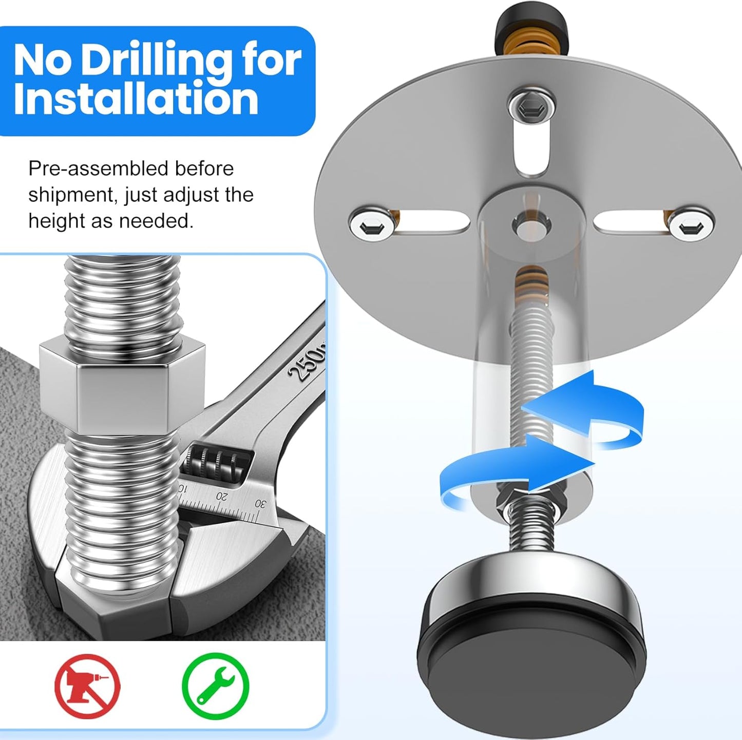 Garbage Disposal Support, Adjustable Spring Shock Absorber Bracket (5.91-7.87 inches), Holds Up tp 440lbs, Stainless Steel Noise Reduction Installation Kit