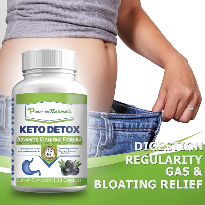 Power By Naturals Keto Colon Cleanser & Detox - Rapid Weight Loss Pills, Gut Health, Relieves Bloating & Constipation, 60 Diet Pills