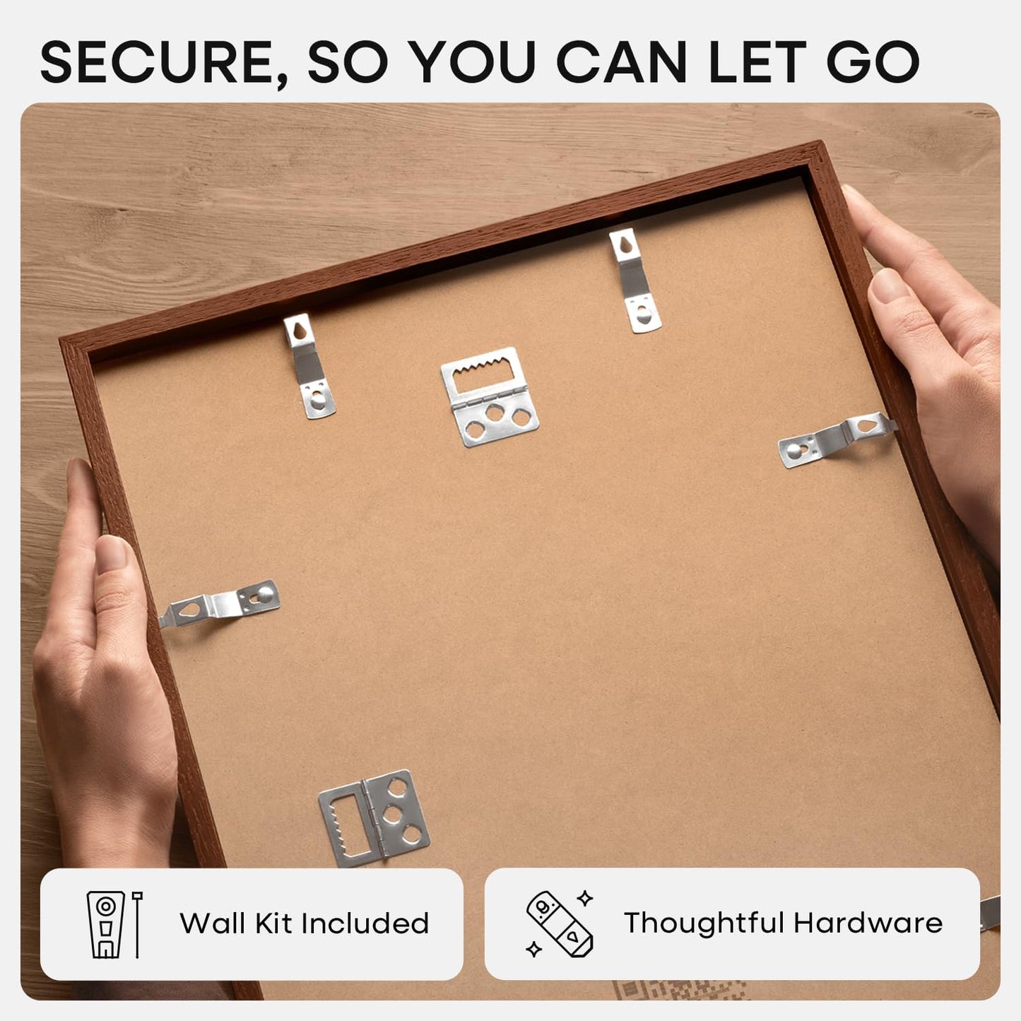 Homeforia 14x14 Picture Frame Brown, High End Dark Oak 14 x 14 Square Wood Frame with Mat 12 x 12 for Photo, 14by14 Wooden Walnut Poster Frame Matted to 12x12 Print, Tempered Glass, Wall Kit, Set of 1