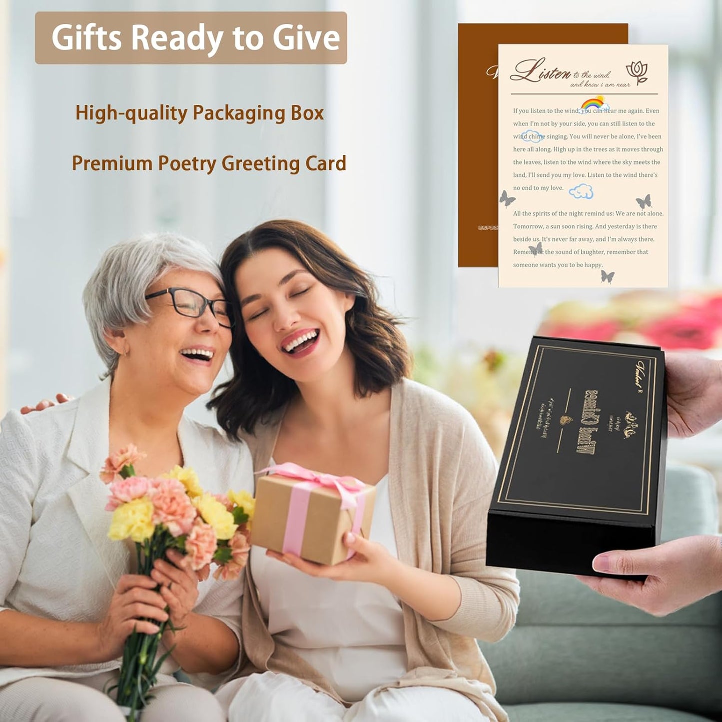 Wind Chimes for Outside, 33" Butterfly Wind Chimes Outdoor, Birthday Gifts for Women Mom Sister, Gift for Garden Porch Patio Home Decor (Golden)