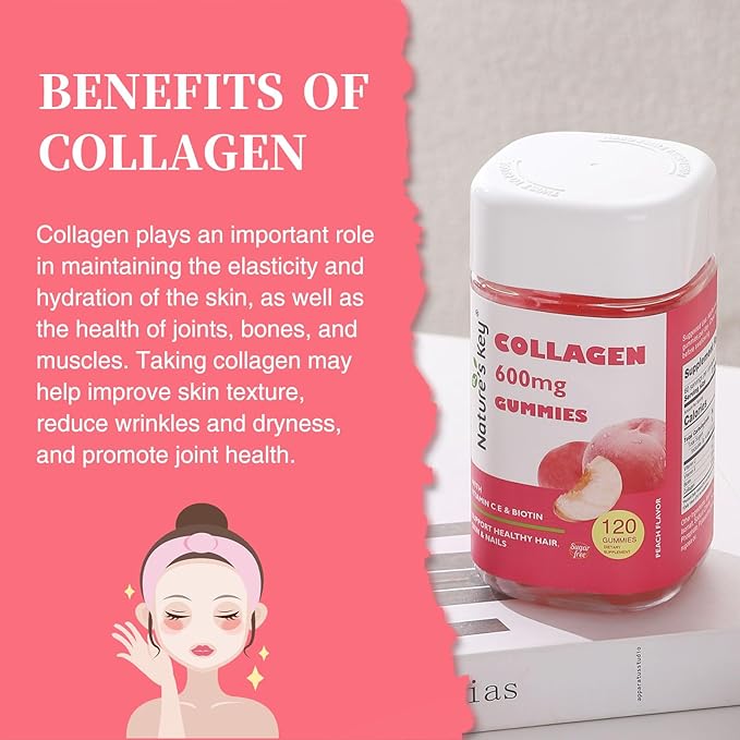 Nature's Key Collagen Gummies with Vitamins 600mg Collagen (120 Gummies, 1)