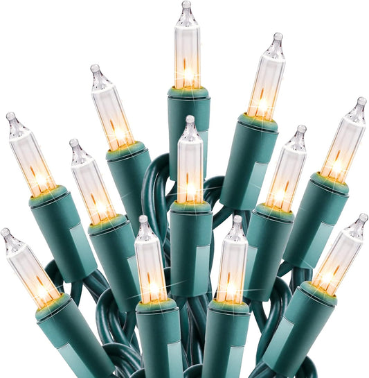 Clear Christmas String Lights 3 Pack 25 Feet 100 Counts Warm Mini Lights for Christmas Indoor Outdoor Patio Wreath Garden Wedding Party Thanksgiving Holiday Decorations, Green Wire