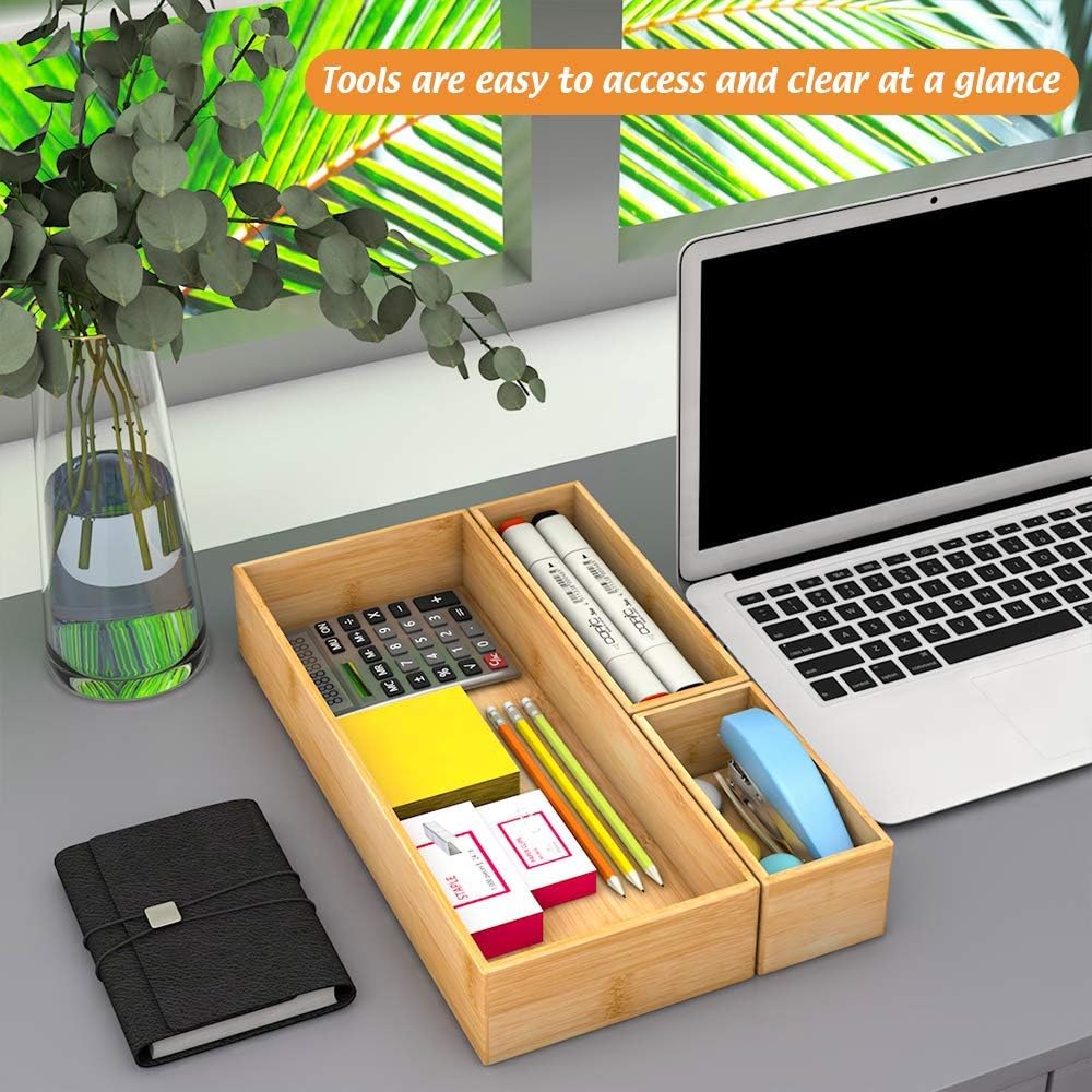 Bathroom Vanity Tray Organizer Bamboo, Small Wood Tray for Bathroom Counter Kicthen Drawer, Rectangular Toilet Paper Storage Basket Box, Guest Sink Tray Decor, Bathroom Accessories 15" x 6" x 2.5"