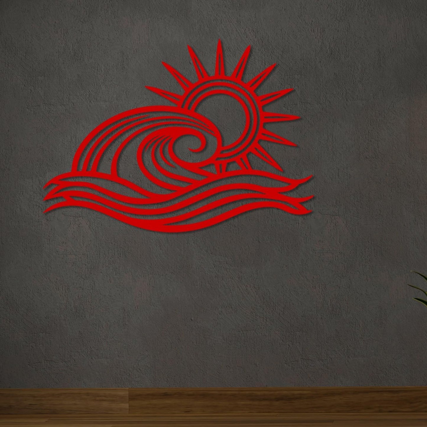 Wita Home Ocean Wave Metal Wall Art, Sun Beach Decor, Coastal Large Wall Sculpture for Home, Indoor/Outdoor Use, Nautical Wall Hanging, Eye-Catching Addition to Living Room (Gold, 48 x 28 inches)