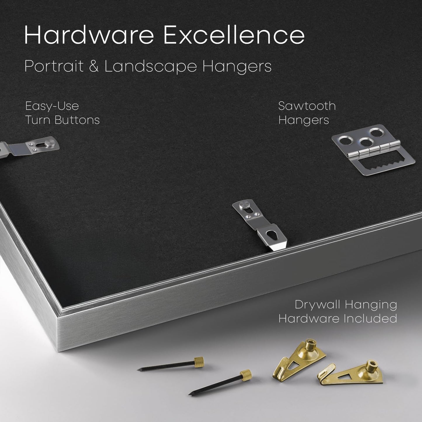 Homeforia 8x8 Silver Picture Frame, High End Metal 8 x 8 Square Frames with Mat 6 by 6 Photo, 8x8 Brass Frame Matted to 6x6 inch Print, 8by8 Wall or Tabletop Frames, Tempered Glass, Wall Kit, Set of 1