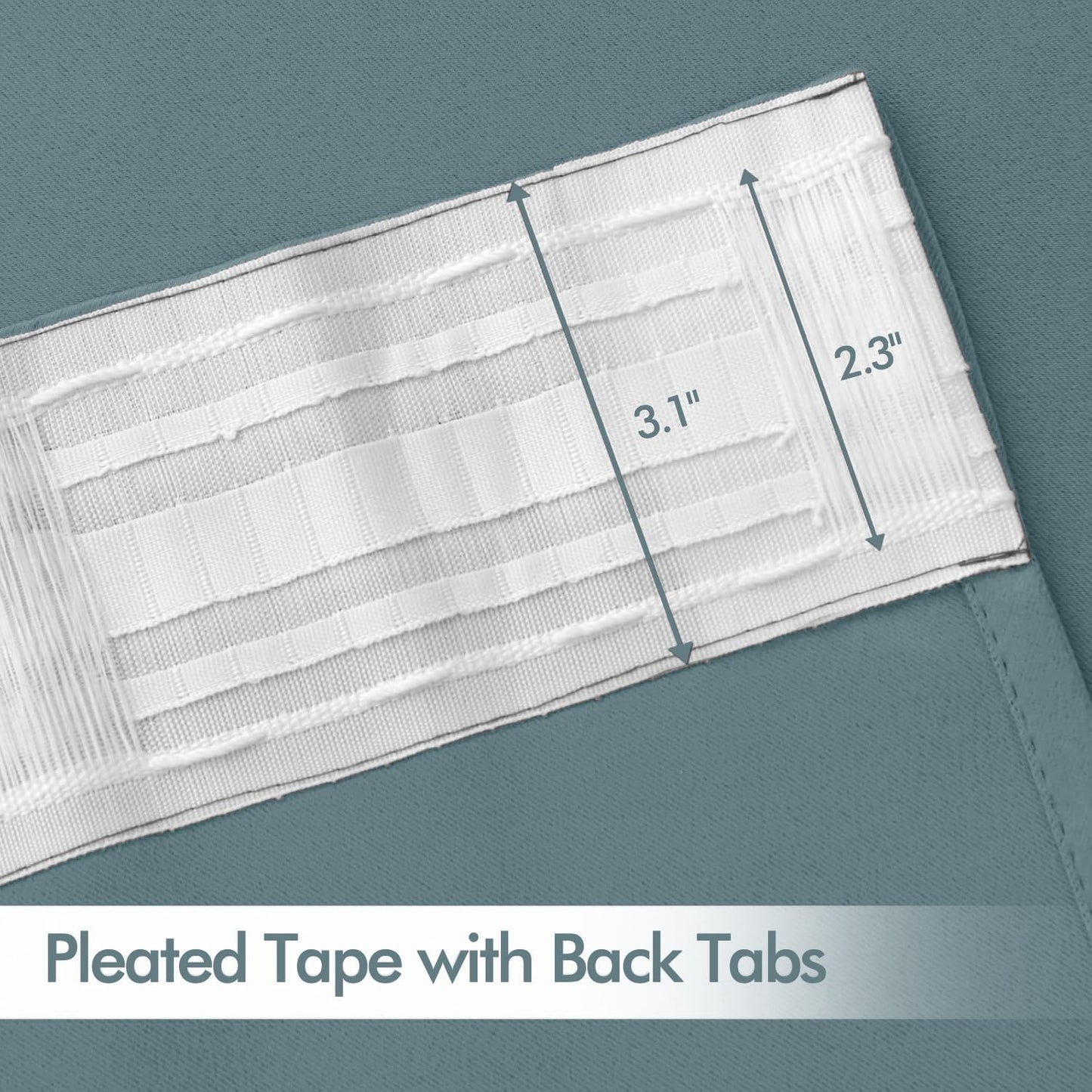 MIULEE Greyish Blue Back Tab Blackout Curtains 84 Inch Length 2 Panels Set for Living Room Bedroom Privacy, Rod Pocket/Pinch Pleat Thermal Insulated Room Darkening Pleated Light Blocking Drapes