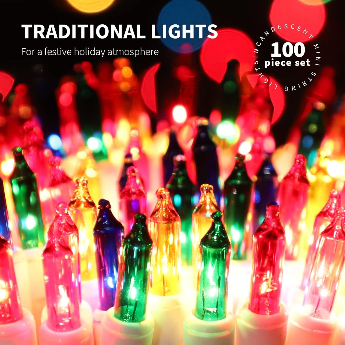 100LIGHTS Multi Easter Mini String Lights，Connectors Christmas Decorative Lights 19.6 UL Certified Waterproof for Easter Home Garden Holiday Christmas Tree Party Patio Wedding