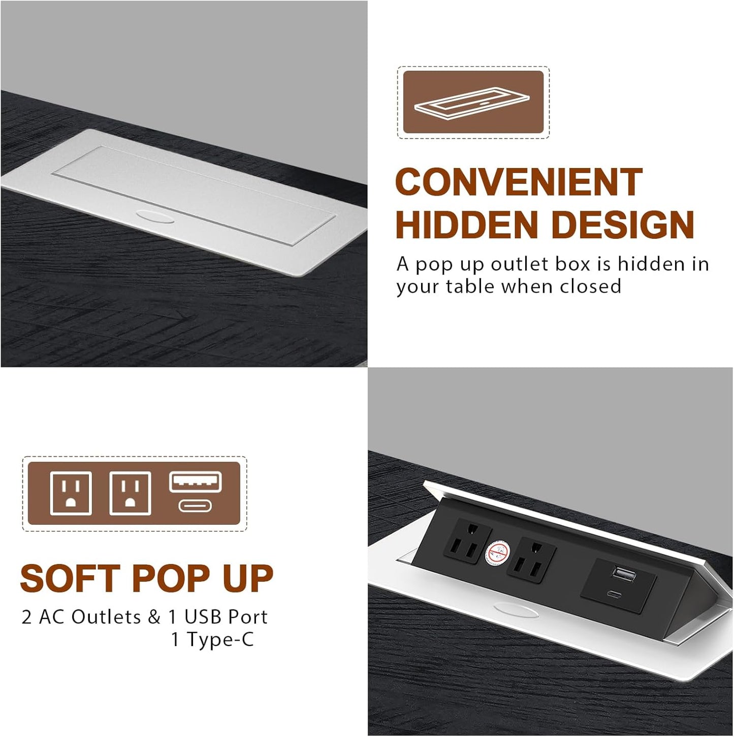 HIFYOBRO Large End Table Set of 2, 2 Drawers and Charging Station, Type-C & USB Port & Power outlets, Wooden End Table, Side Table with Storage for Living Room and Bedroom (Espresso)