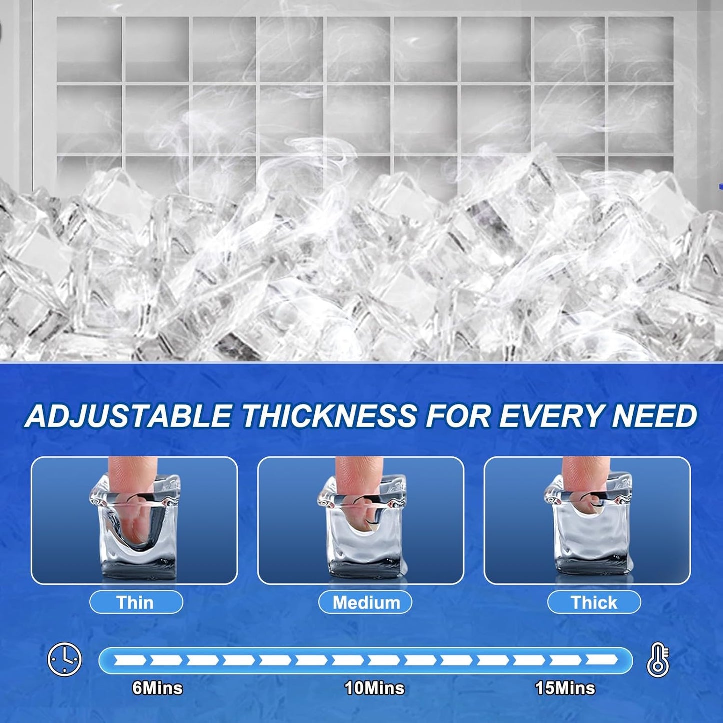 Commercial Ice Maker Machine, 110LBS/24H with 35=0LBS Storage Bin, 15" Wide Built-in Undercounter/Freestanding Ice Maker Machine for Home Bar Outdoor, 40PCS Ice Cubes Ice Machine, Self Cleaning