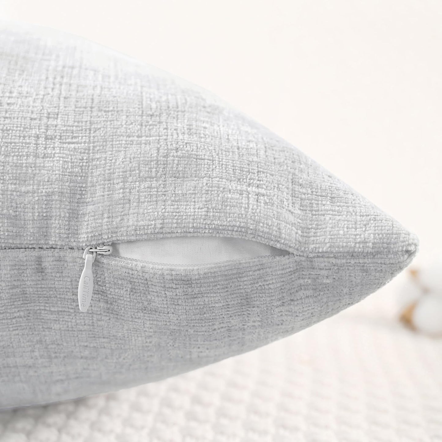 CaliTime Throw Pillow Covers Decorative 18 X 18 Inches Pack of 4 Cozy Chenille Cushion Cases for Couch Sofa Bed Living Room Home Moonbeam Gray