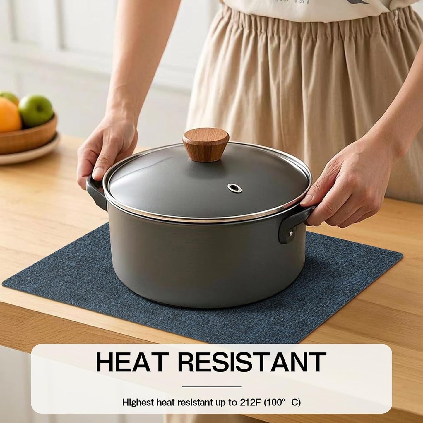 Chrysameld Vinyl Placemats Set of 4 - Faux Leather 100% Waterproof Oil-Proof Wipeable PU Place Mats, Heat Resistant Anti Slip Reversible Table Mats for Indoor & Outdoor Use,(17×12Inch, Navy Blue)