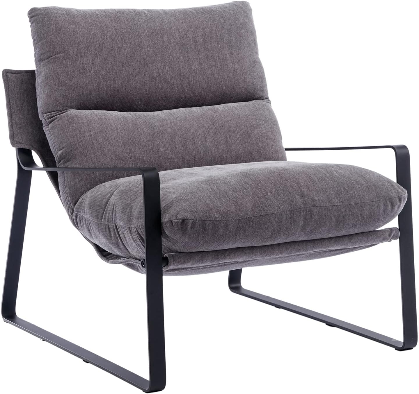 DUOMAY Modern Accent Arm Chair, Comfy Linen Lounge Lazy Chair with Metal Leg, Mid-Century Corner Chair for Living Room Bedroom Office Apartment, Grey