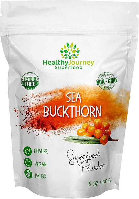 Seabuckthorn Powder by HealthyJourney Omega-7, Vitamin 6 OZ