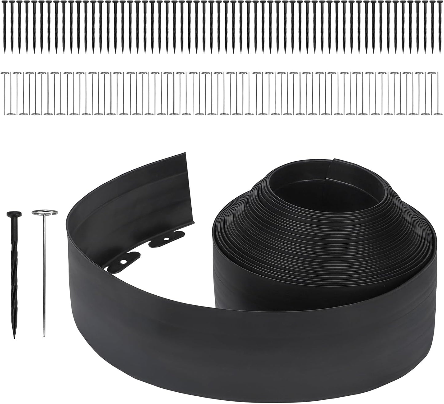 Greaner No Dig Edging for Landscaping, 6 Inch Tall | 66FT Flowerbed Border Edging with 130 PCS Spikes, Plastic Landscape Edging for Garden, Flower Beds, Tree Rings, Pathways, and Lawn