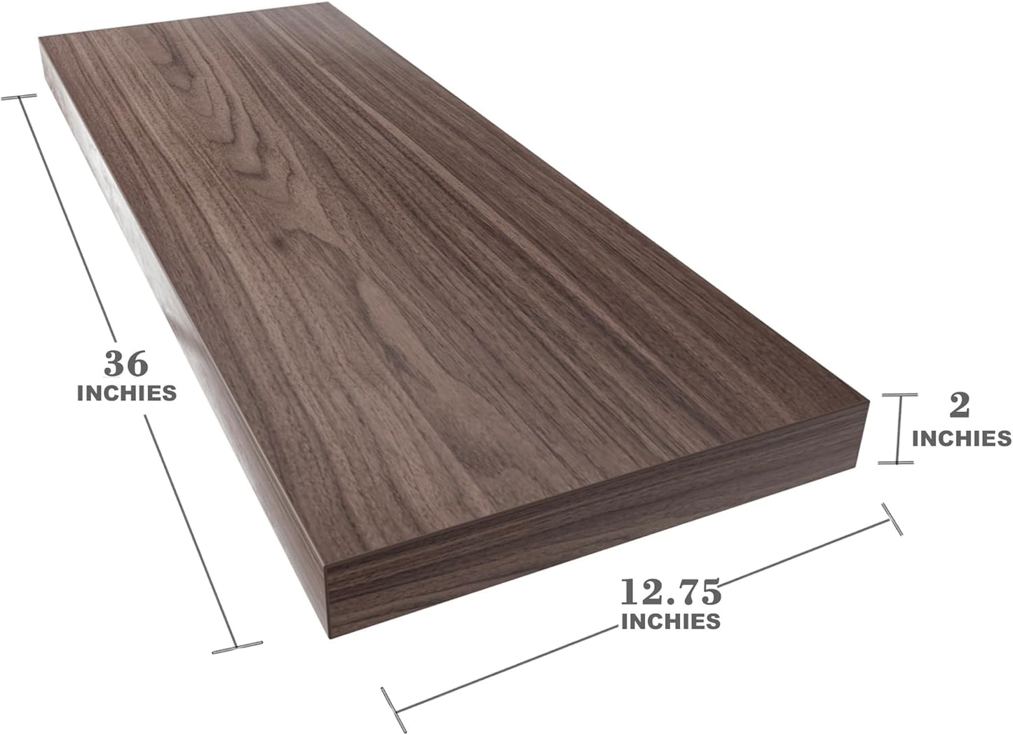 Large Floating Shelves for Wall Set of 3 Wooden Wall Shelves 36 in x 12.75 in x 2 in Room Decor Long Shelf with Invisible Wall Mount Bracket for Bedroom Kitchen Living Room Walnut