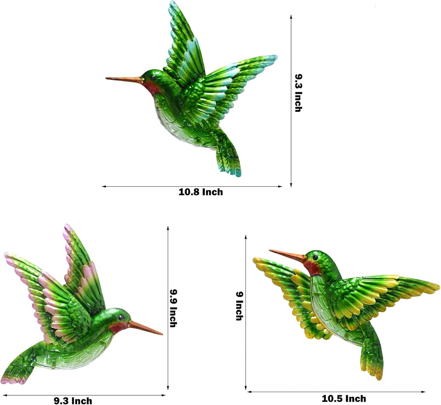 J-Fly Glass Hummingbird Wall Art Outdoor Hummingbird Decor Metal Fence Decorative Hummingbird Hanging Bedroom Garden Patio Porch Fence of Decor 10 Inch