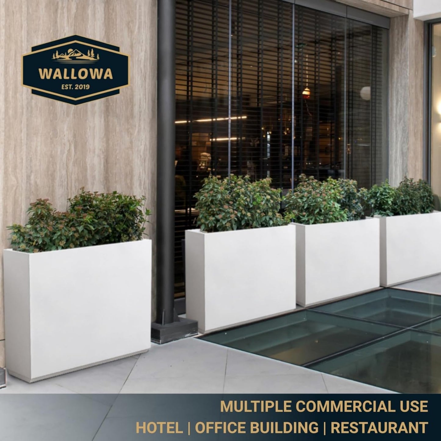 Metallic Heavy Planter for Outdoor Plants, 38Lx10Wx30H Inches Tall and Long Metal Divider Planter Box with for Outside & Indoor, Seamless (White)