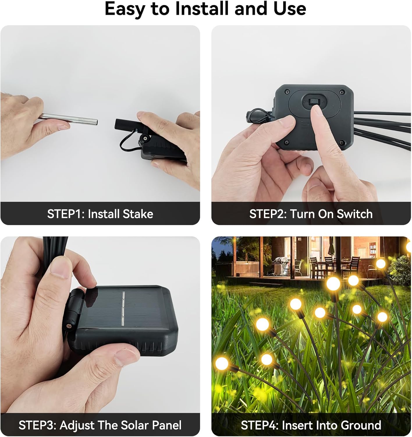 Solar Garden Lights Outdoor Waterproof, 6 Pack 48 LED Swaying Light Firefly Light Outdoor Decor Lights for Garden Gifts for Pathway Party Christmas Decoration, Warm White