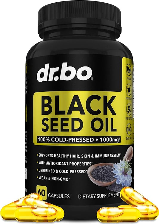 Black Seed Oil Capsules Vegan 500mg Each, 1000mg Per 2 Capsule 60 Softgels