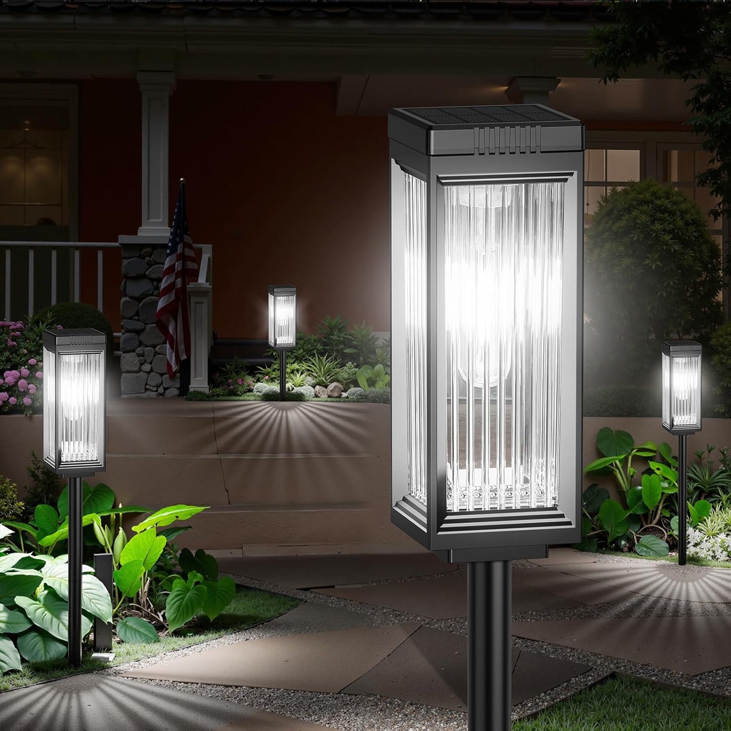 Solar Pathway Lights Outdoor, 8 Pack Upgraded Solar Lights Outdoor Waterproof, Bright Up to 15 Hrs Auto On/Off Garden Light for Yard Patio Lawn Path Walkway Driveway Outside Decor(Cool White)