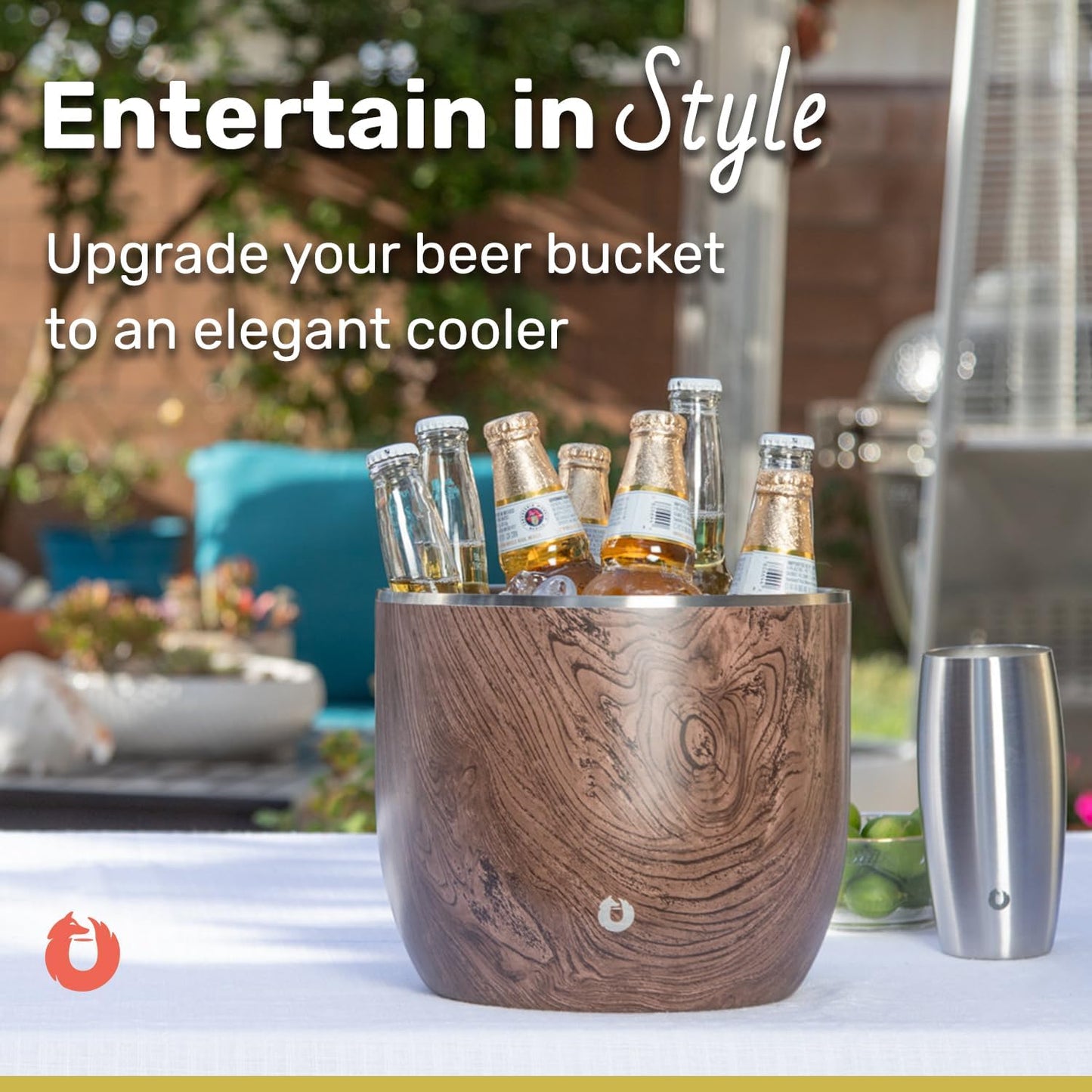 SNOWFOX XL Premium Vacuum Insulated Double Wall Stainless Steel Ice Bucket with Lid/Scoop, Bar Accessories, Large Elegant Party Bucket, Chills Several Bottles, Beautiful Entertaining Supplies, 7 Liter