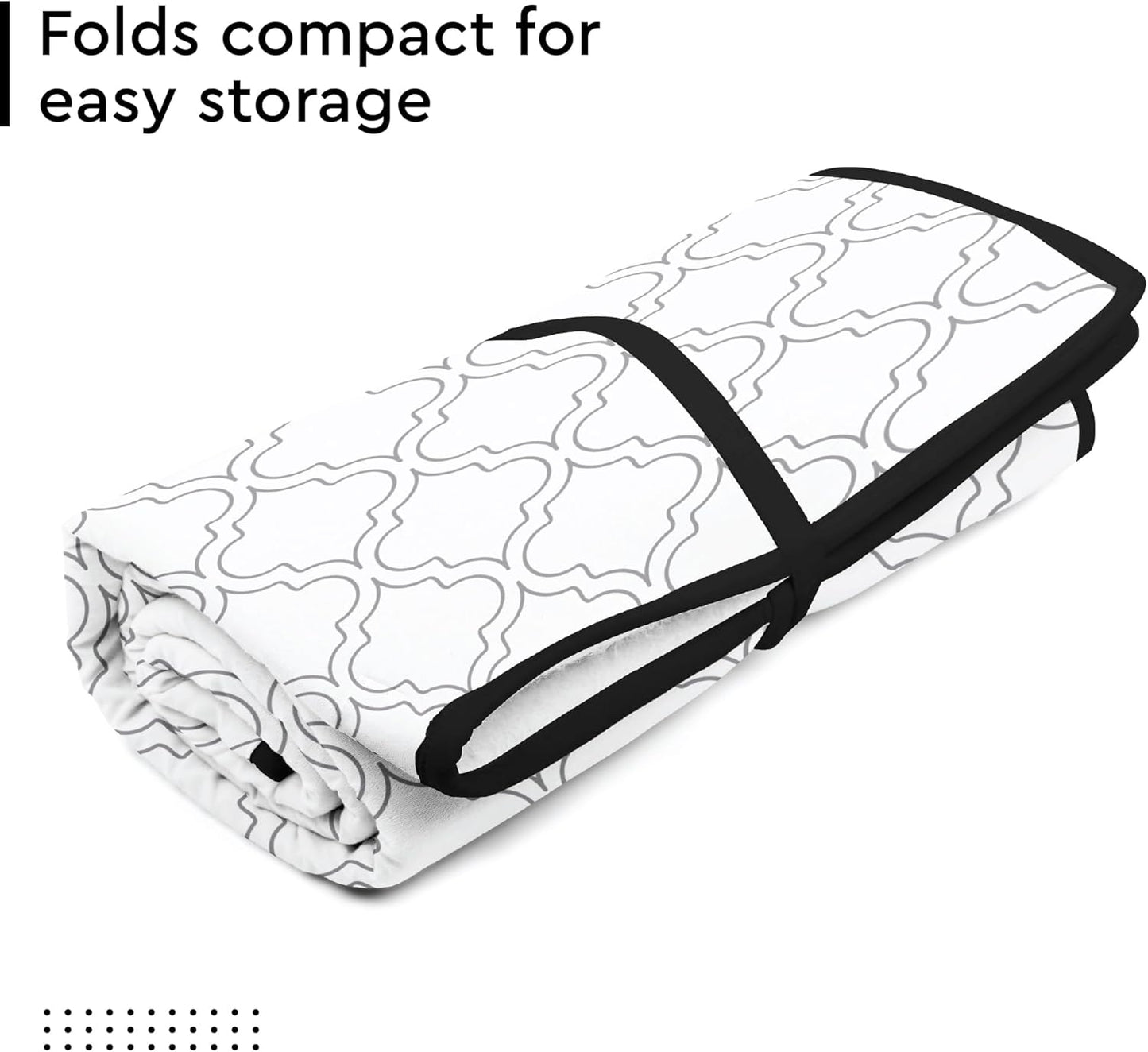 Encasa Homes Ironing Mat/Pad (Large 48"x28") with 3mm Padding & Silicone Iron Rest for Steam Pressing on Tabletop or Bed - Heat Resistant, Portable, Quilting & Travel Blanket - White Tiles