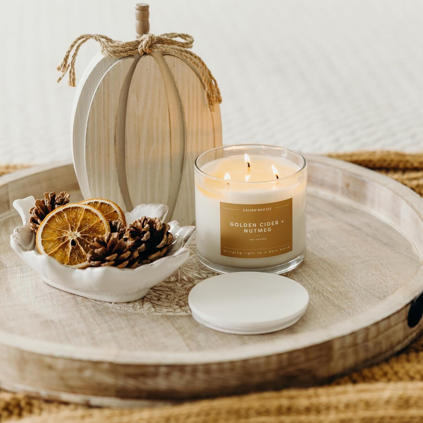 Calyan Wax Co. Holiday Scented Candle Set, Holiday Bundle of 4 Scented Candles, Bulk 3 Wick Candles, Non Toxic & Vegan Soy Wax, Candle Gift Set, 43 Hour Burn Time, 14.9oz Each