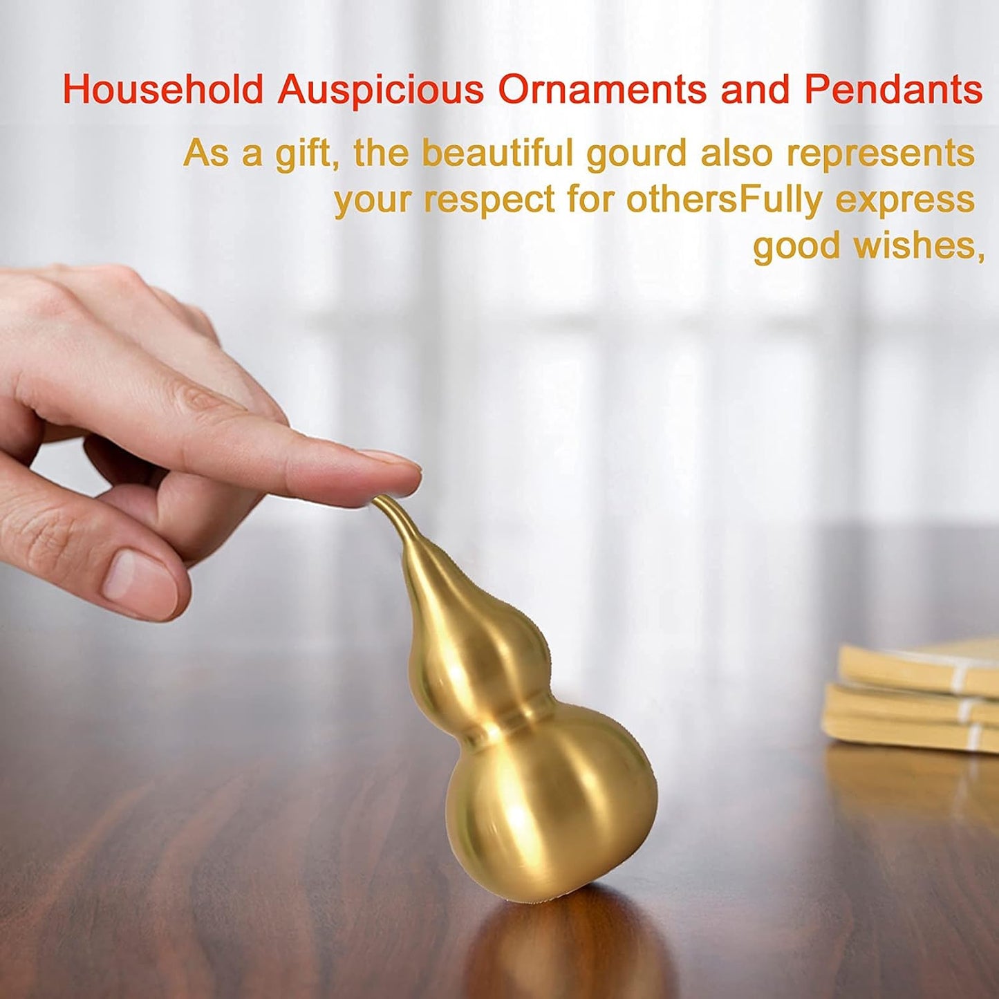 Hanging Decoration Good Luck Wu Lou Gourd,with Tassel for Housewarming Statue Charm Amulet Home Decor,3.18 inch Tall,Full Brass, Hu Lu Bring You Wealth Peaceful, Safty, Healthy,Success